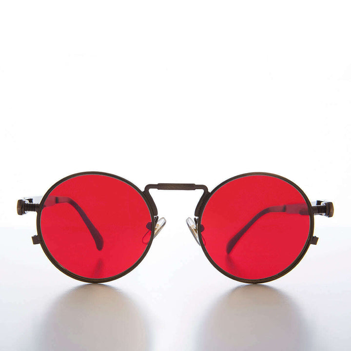 Round Bronze Metal Goth Steampunk Sunglass - Ivan 3