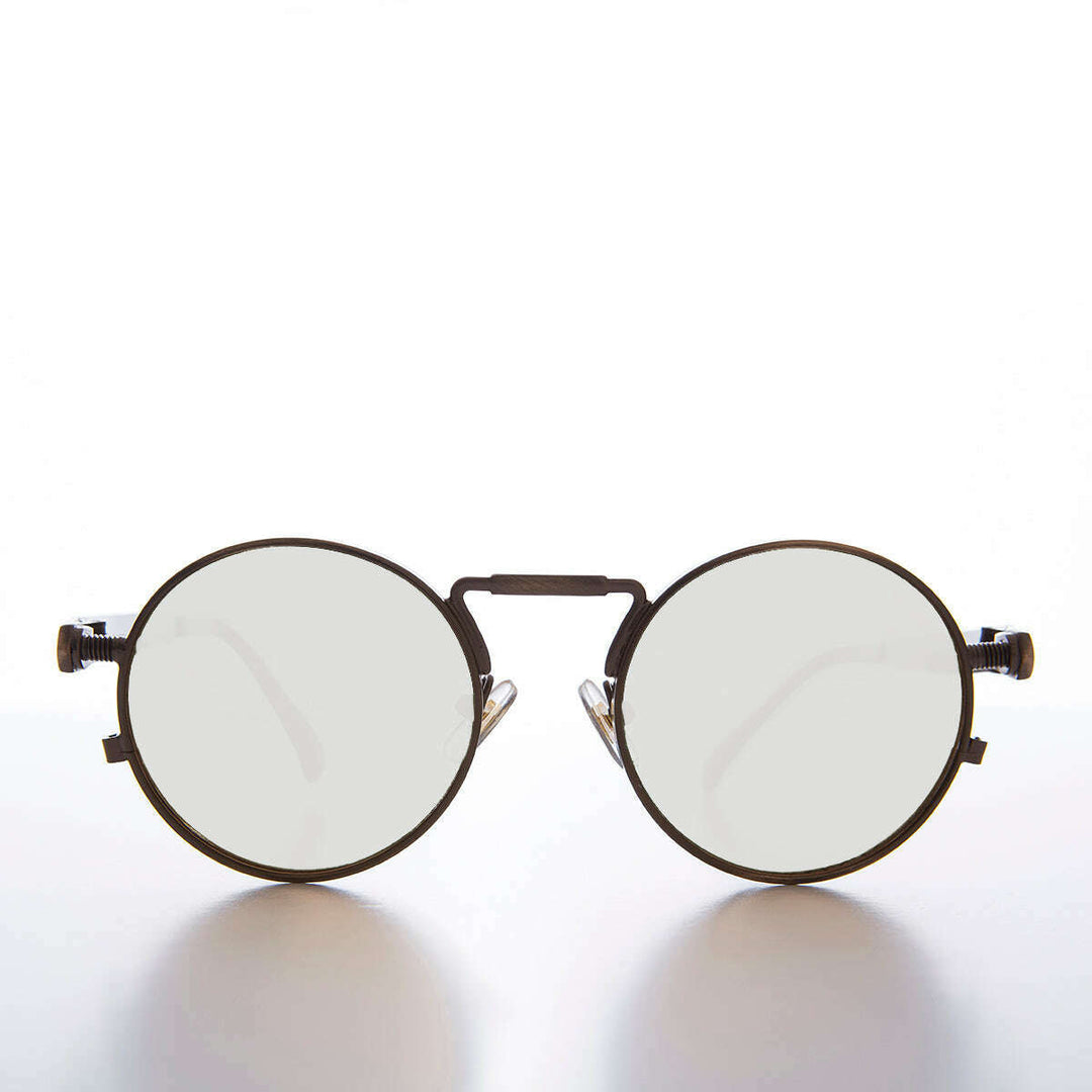 Round Bronze Metal Goth Steampunk Sunglass - Ivan 3