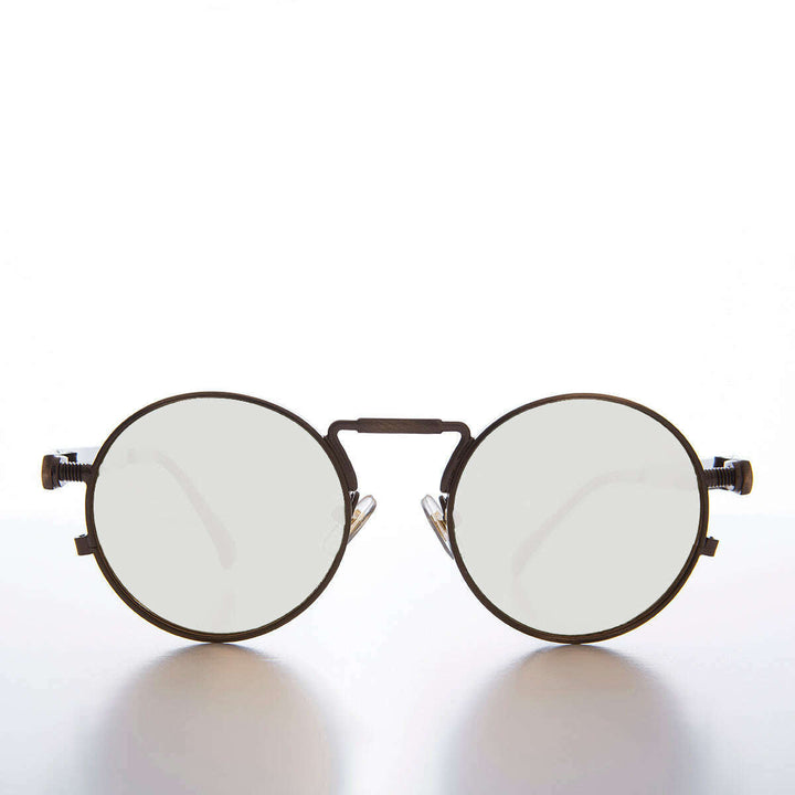 Round Bronze Metal Goth Steampunk Sunglass - Ivan 3