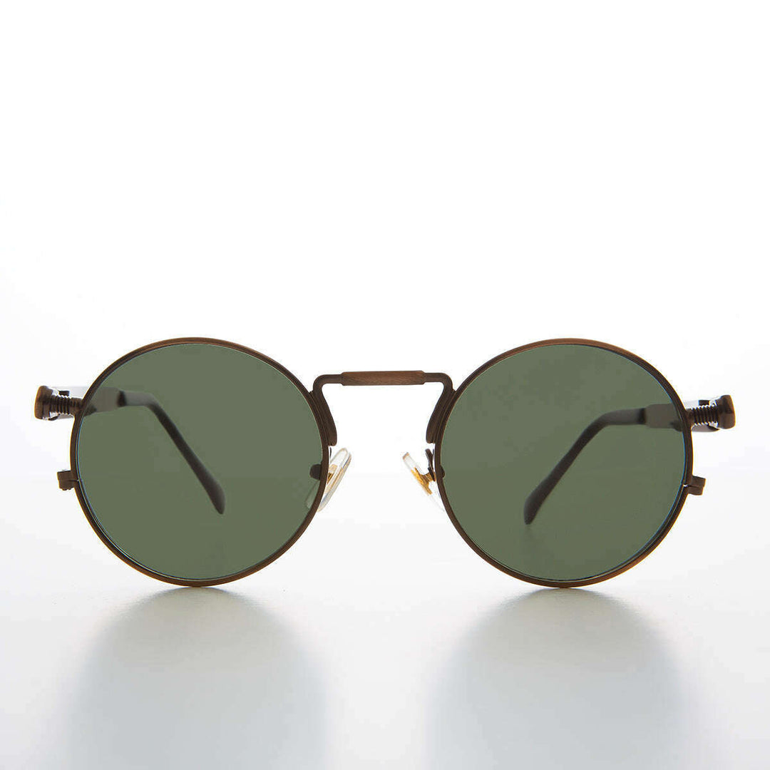 Round Bronze Metal Goth Steampunk Sunglass - Ivan 3