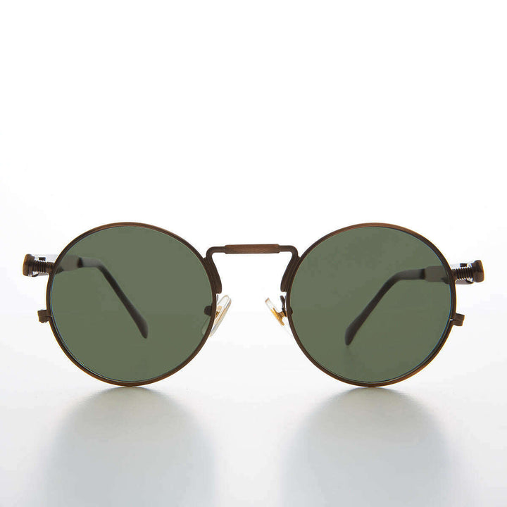 Round Bronze Metal Goth Steampunk Sunglass - Ivan 3