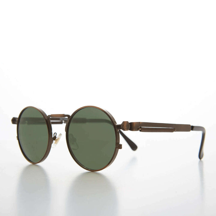 Round Bronze Metal Goth Steampunk Sunglass - Ivan 3