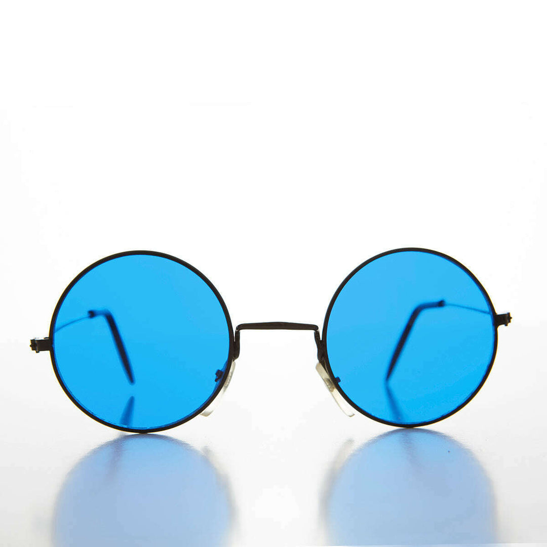 Round Circle Sunglass with Blue Tinted Lens - Benji