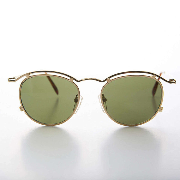 Round Gold Industrial Vintage 90s Sunglasses - Axl