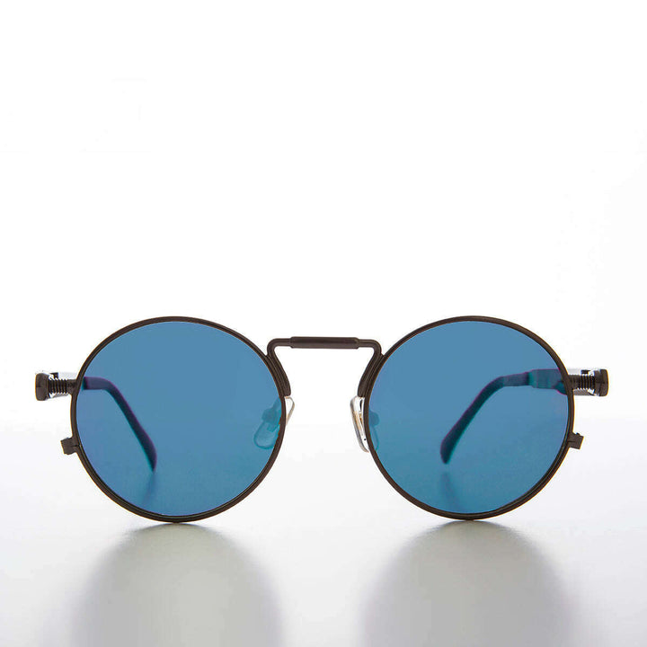 Round Gunmetal Metal Goth Steampunk Sunglass - Ivan 5