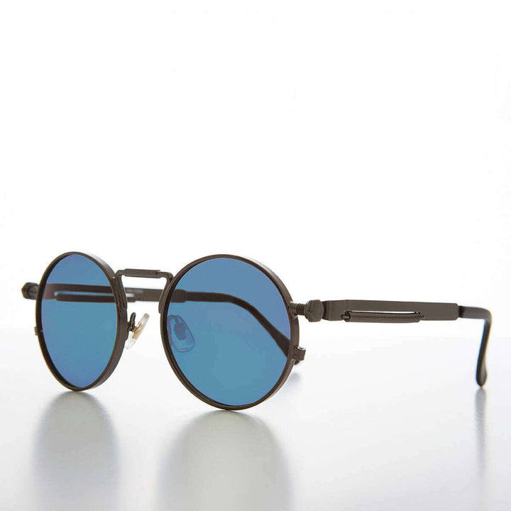 Round Gunmetal Metal Goth Steampunk Sunglass - Ivan 5