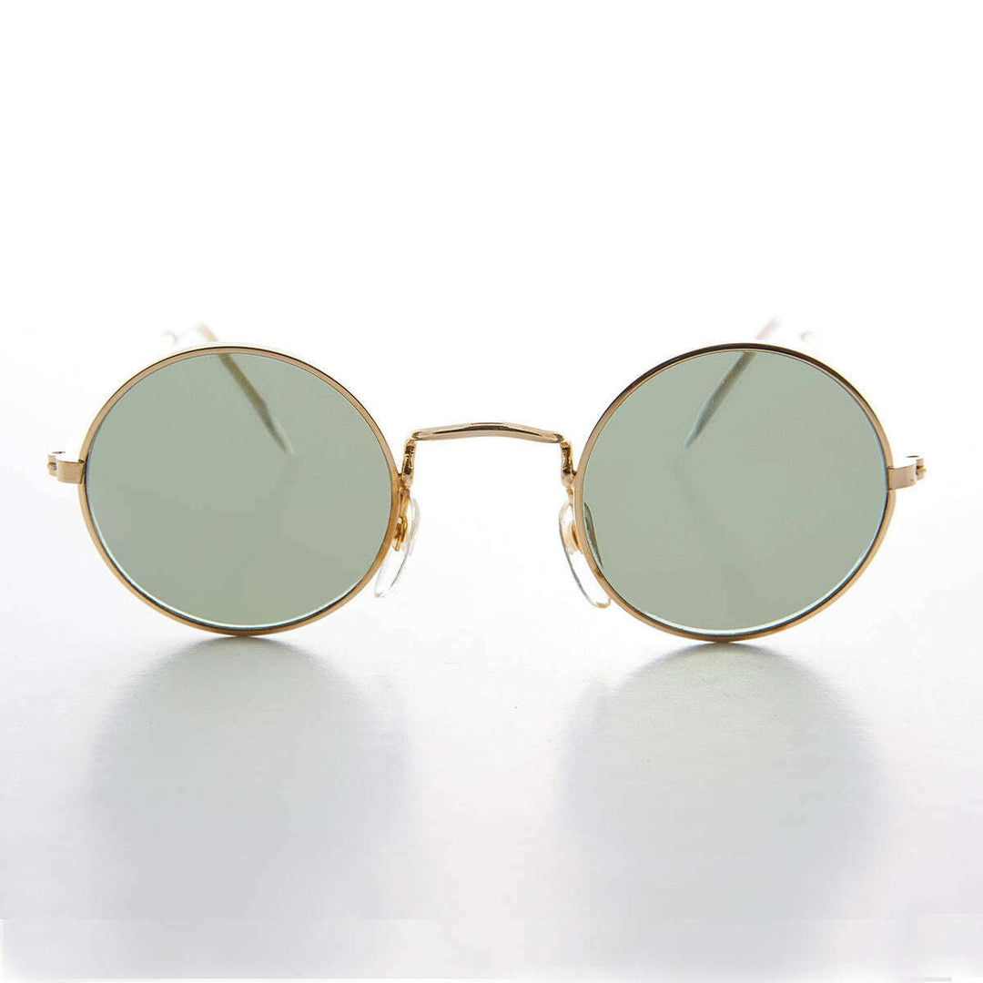 Round Hippie Vintage Sunglass with Glass Lens - Johnny