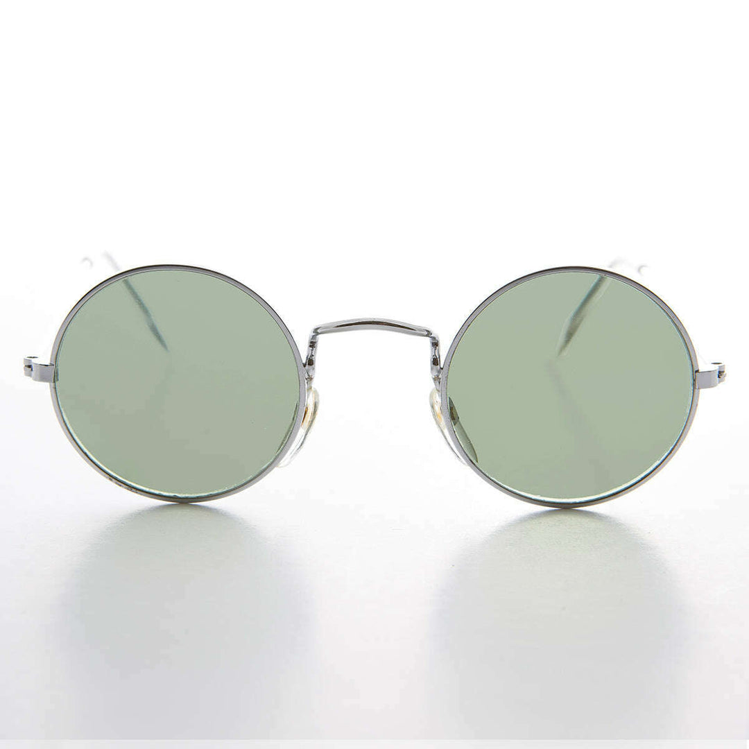 Round Hippie Vintage Sunglass with Glass Lens - Johnny