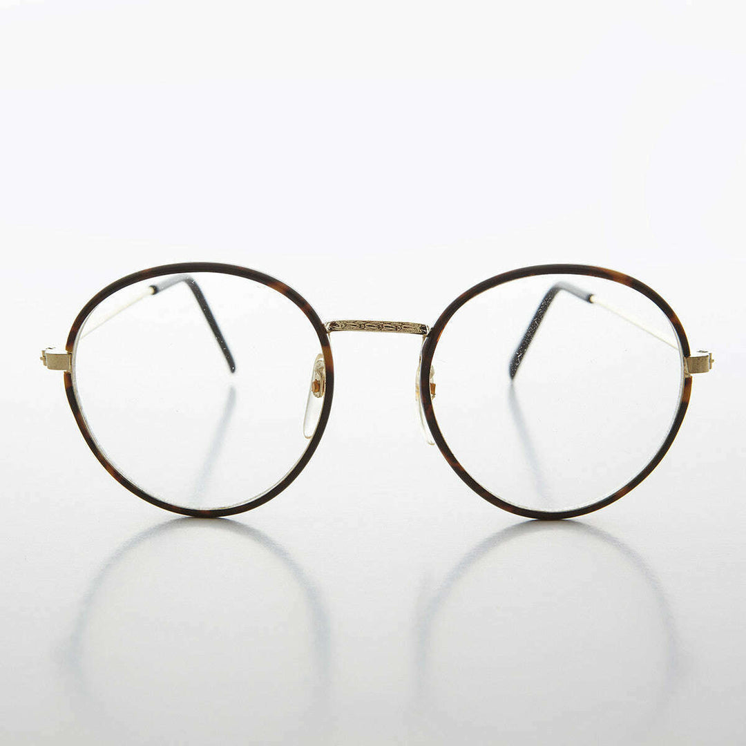 Round Preppy Polo Style Clear Lens Tortoise Vintage Glasses - Einstein