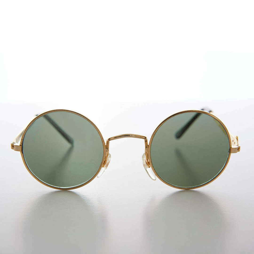 Round Sunglass with Peace Sign and Glass Lens - Arrow