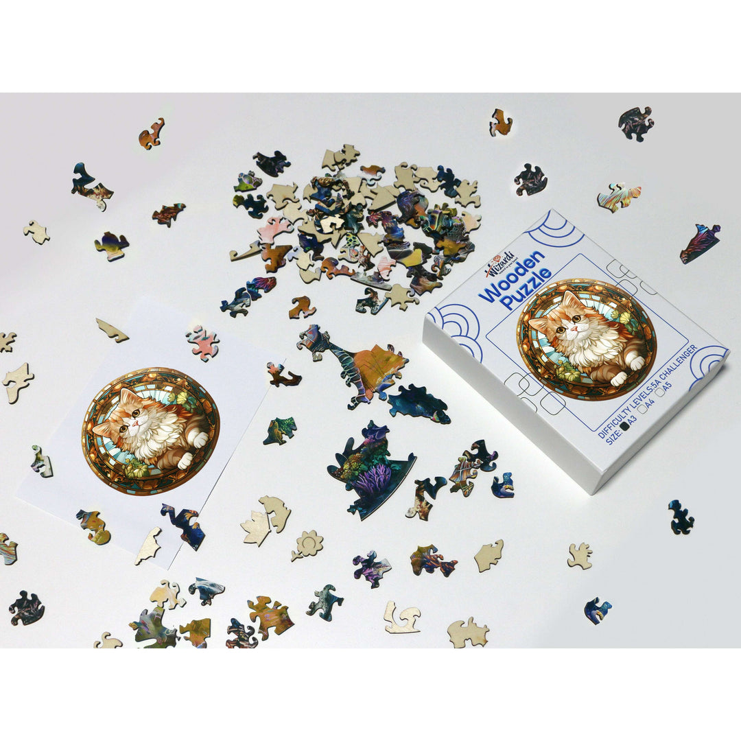 Royal Cat- Jigsaw Wooden Puzzle by Wizardi F07N9-33