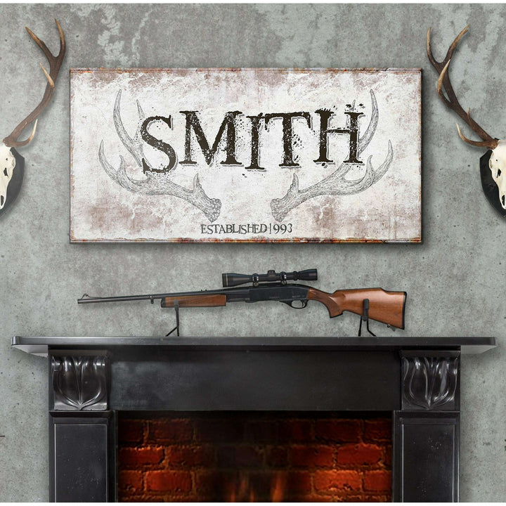 Rustic Family Antler Sign