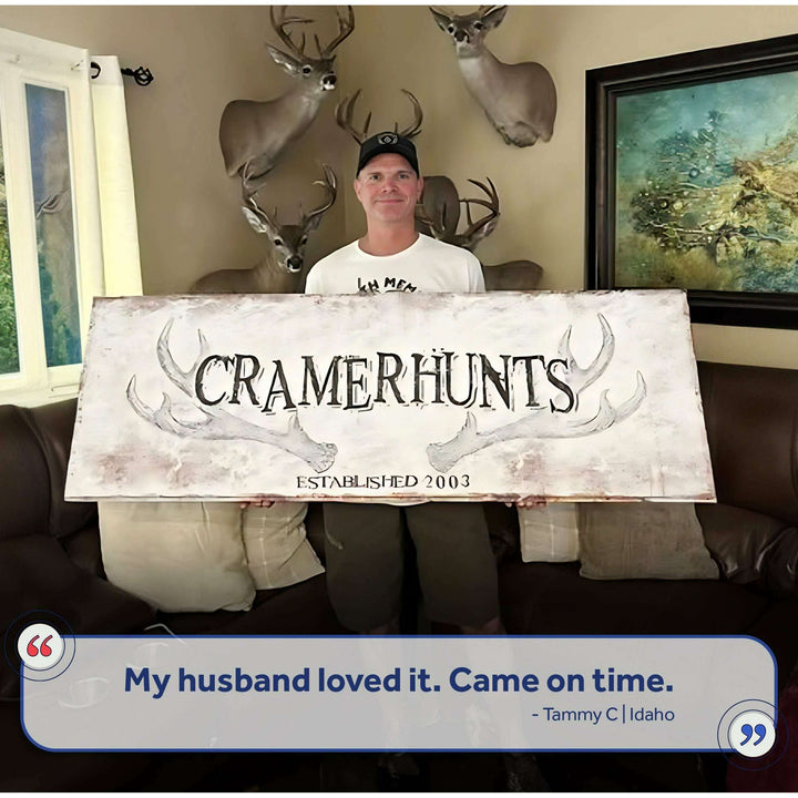 Rustic Family Antler Sign