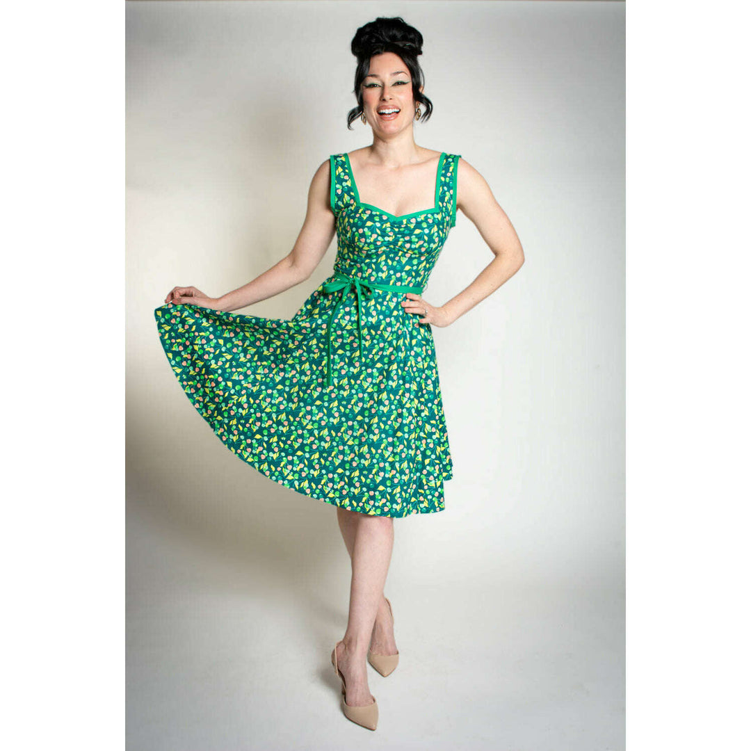 Sadie Dress- Green Cherries*sale