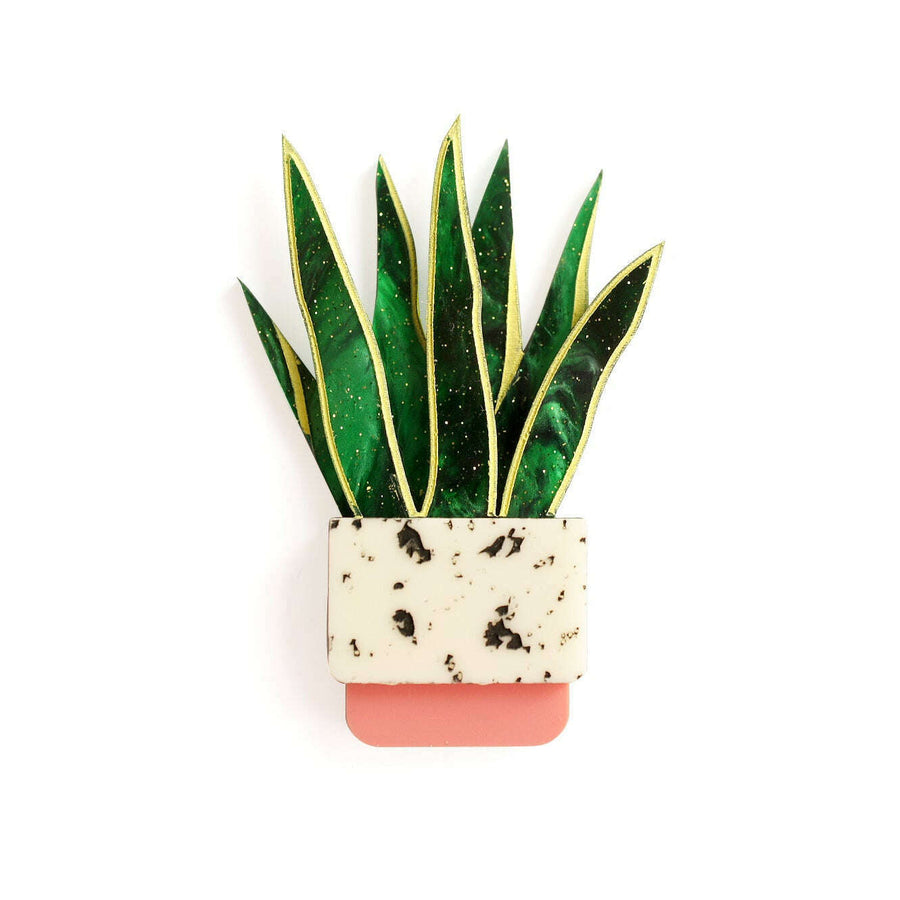 Sansevieria Potted Plant Brooch