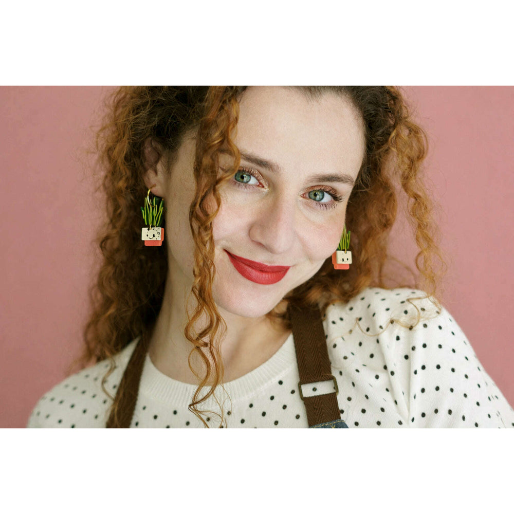 Sansevieria Potted Plant Earrings – view 2