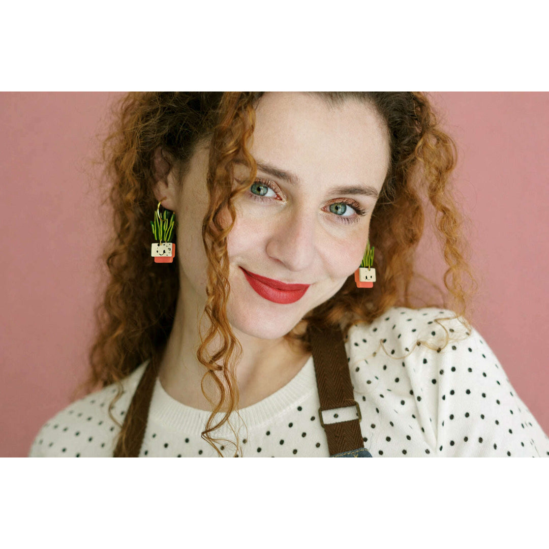 Sansevieria Potted Plant Earrings – view 2