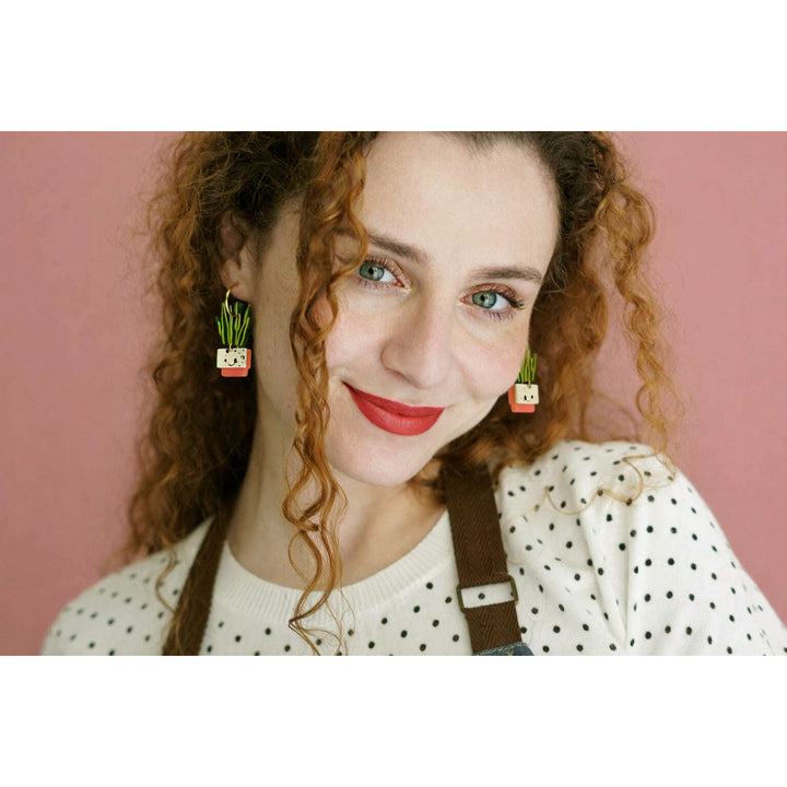 Sansevieria Potted Plant Hoop Earrings – view 2