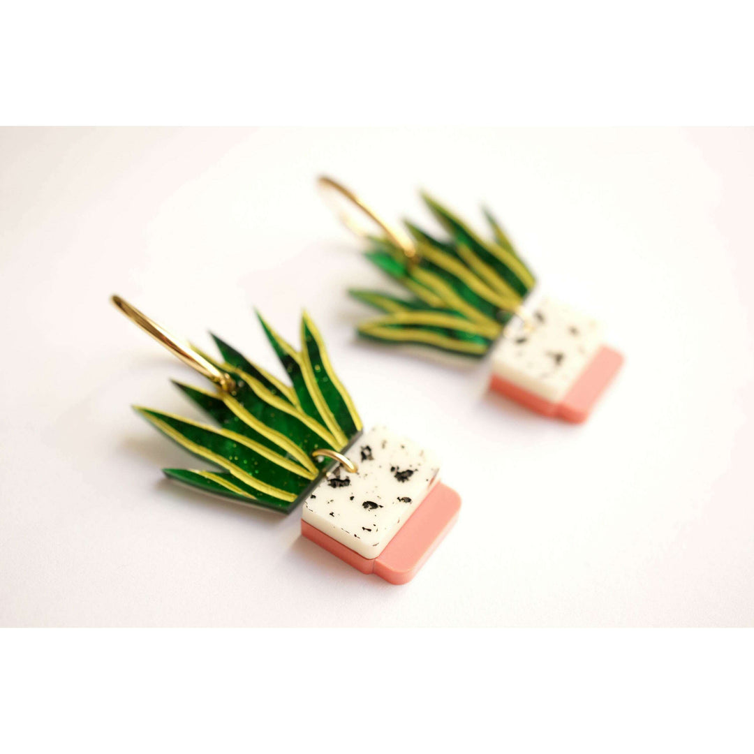 Sansevieria Potted Plant Hoop Earrings – view 3