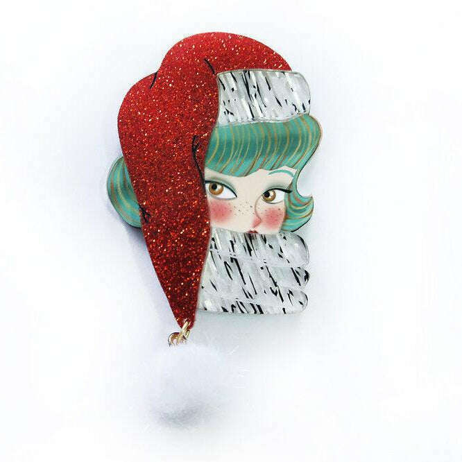 Santa Claus Jolly Green Brooch by Laliblue - Quirks!