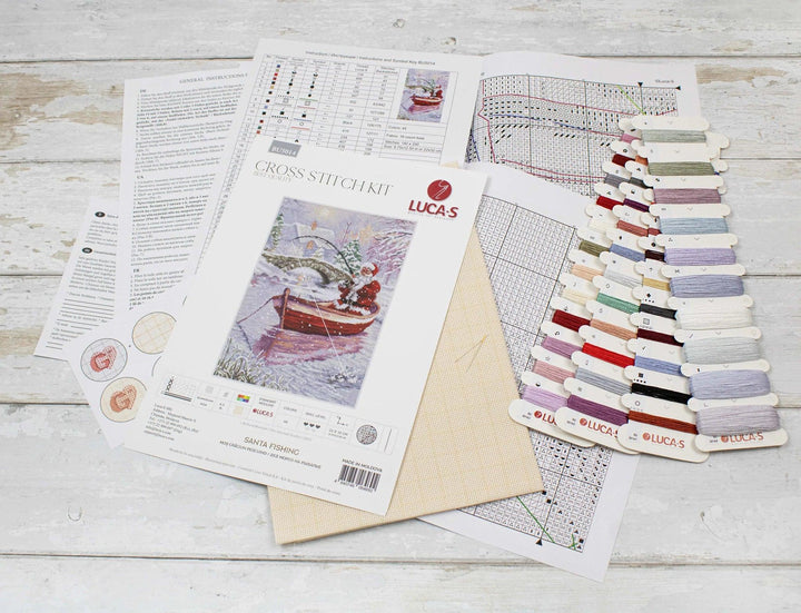 Santa Fishing BU5014L Counted Cross-Stitch Kit