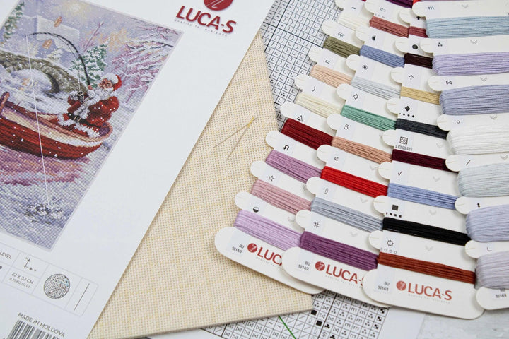 Santa Fishing BU5014L Counted Cross-Stitch Kit