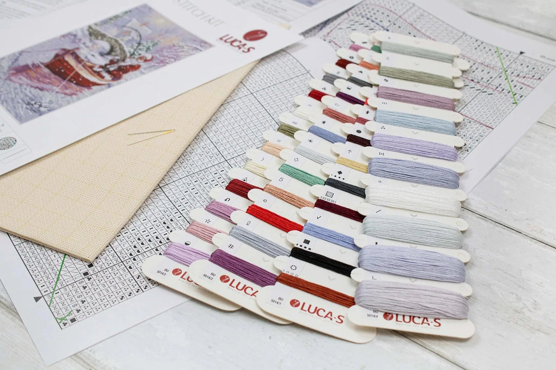 Santa Fishing BU5014L Counted Cross-Stitch Kit