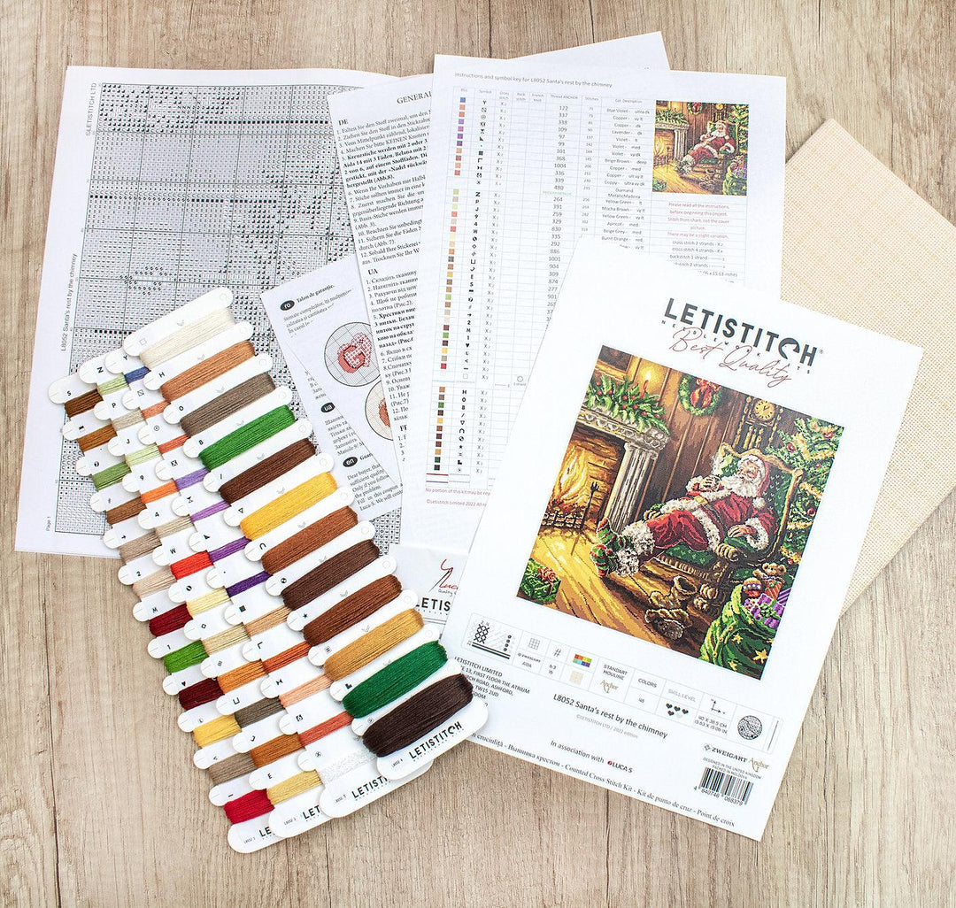 Santa's rest by the chimney L8052 Counted Cross Stitch Kit