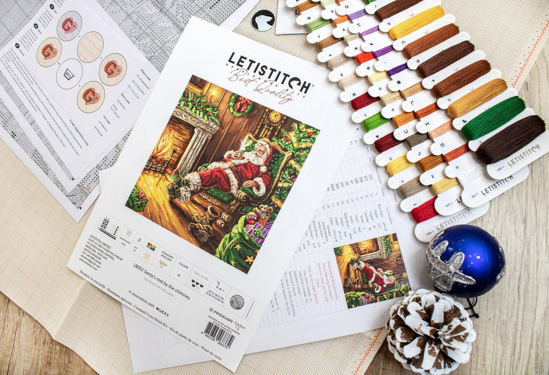 Santa's rest by the chimney L8052 Counted Cross Stitch Kit