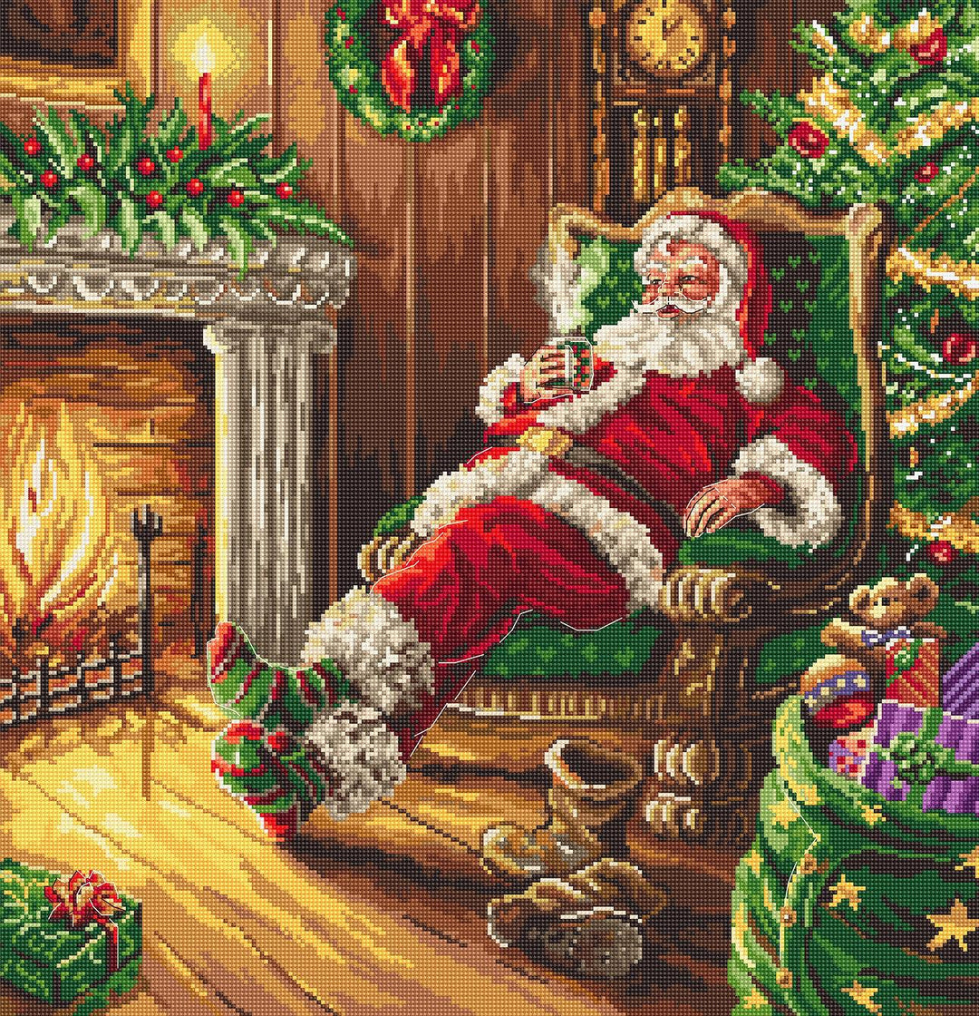 Santa's rest by the chimney L8052 Counted Cross Stitch Kit