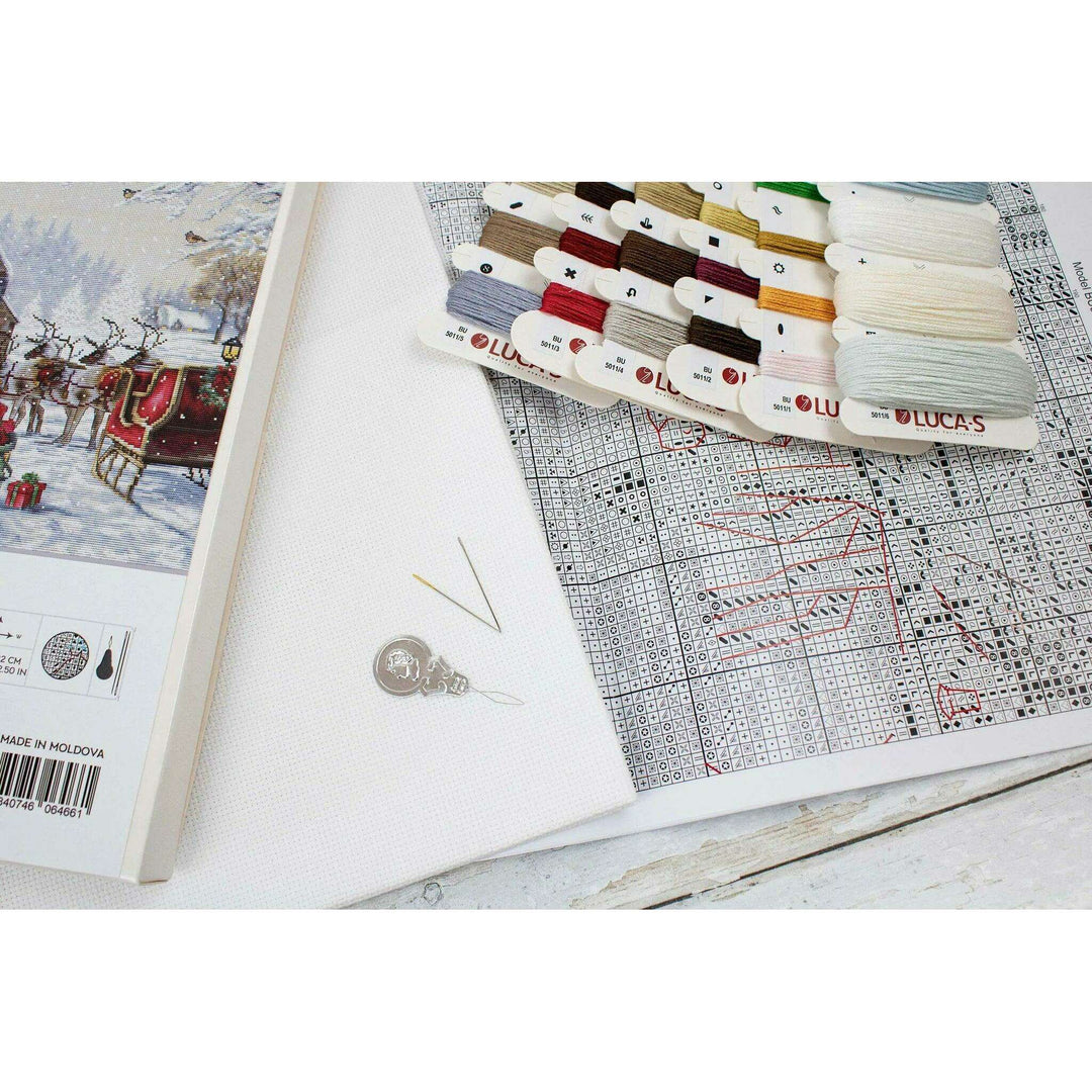 Santa's Cottage BU5011L Counted Cross-Stitch Kit
