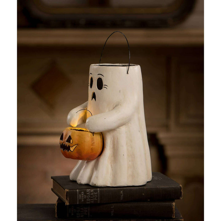 Scaredy Boo With Pumpkin Bucket Paper Mache