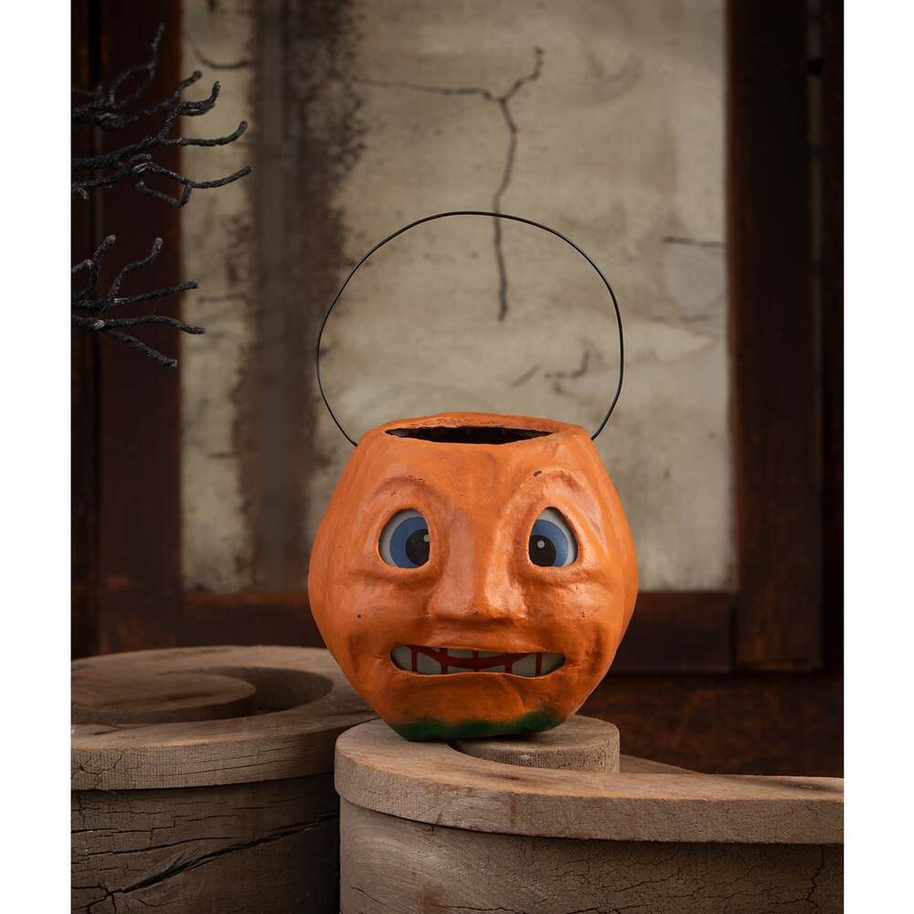 Scary Vintage Pumpkin Bucket Medium by Bethany Lowe Designs