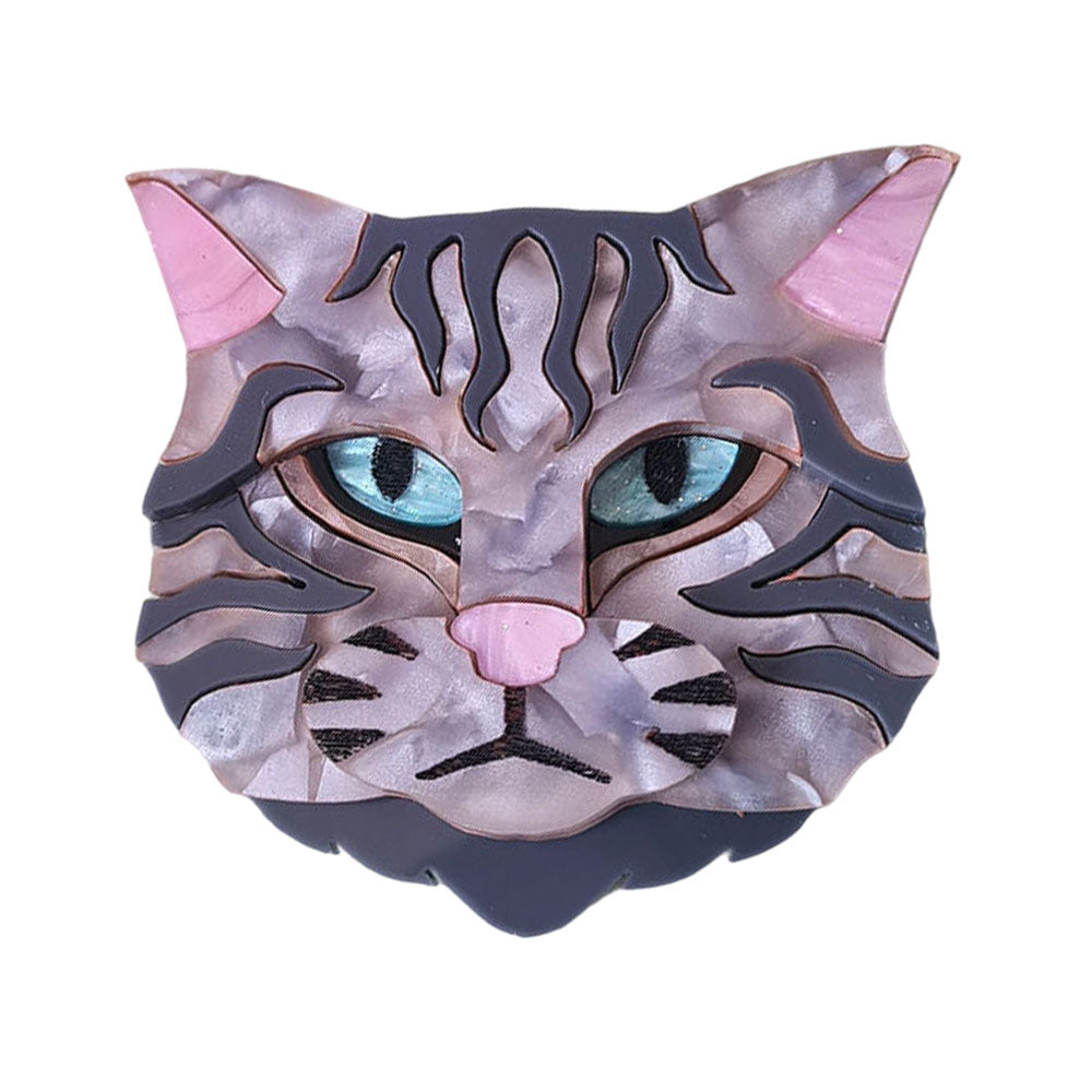 Scottish Wild Cat Grey Tabby Brooch by Cherryloco Jewellery 1