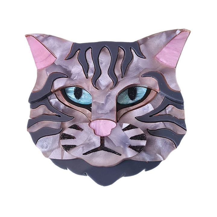 Scottish Wild Cat Grey Tabby Brooch by Cherryloco Jewellery 1