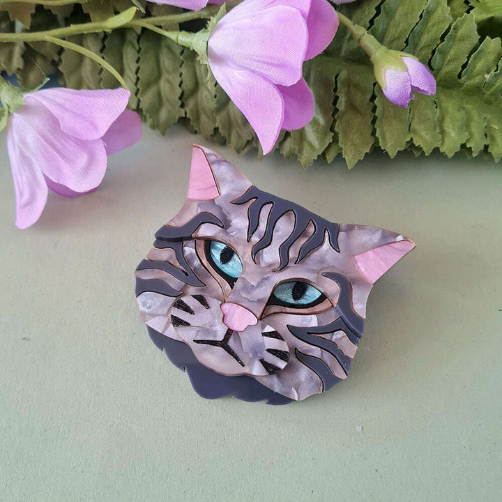 Scottish Wild Cat Grey Tabby Brooch by Cherryloco Jewellery 2
