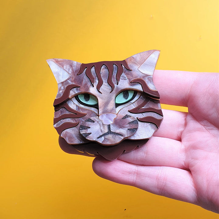 Scottish Wildcat Bronze Shimmer Colourway Brooch by Cherryloco Jewellery 4
