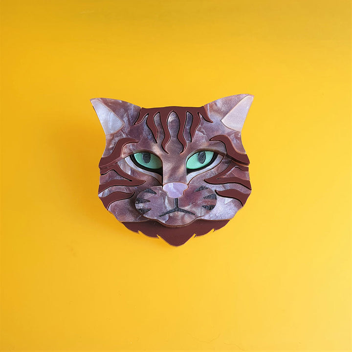 Scottish Wildcat Bronze Shimmer Colourway Brooch by Cherryloco Jewellery 2