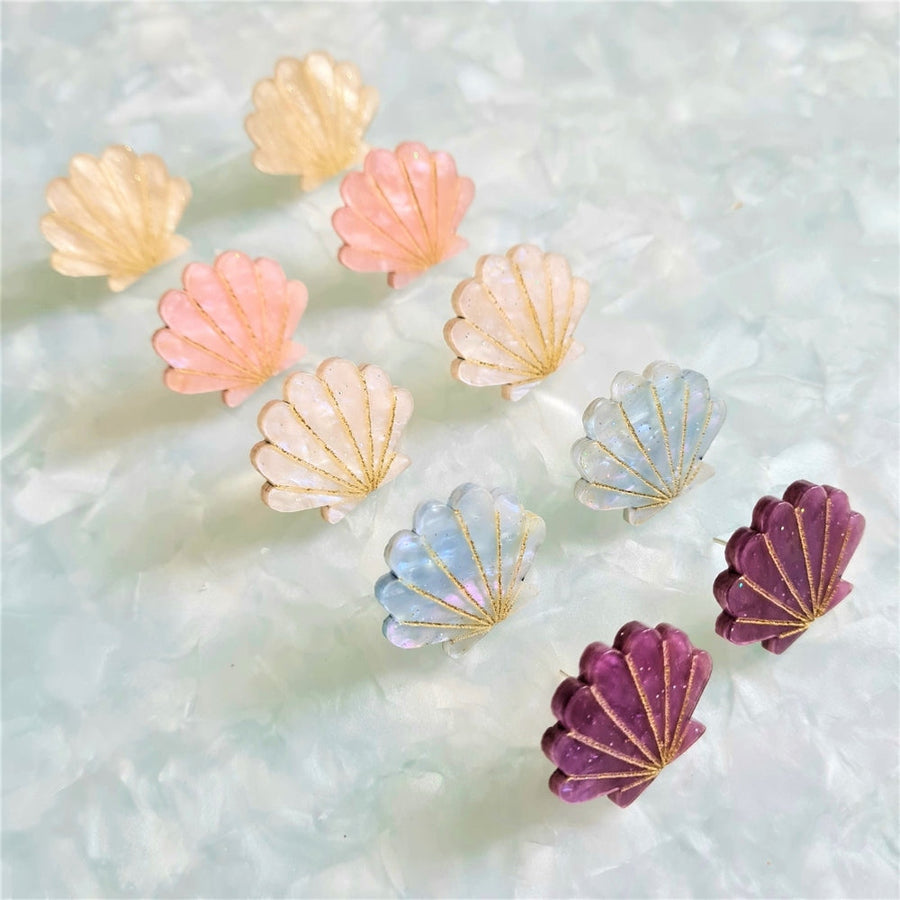 Seashell Stud Earrings by Cherryloco Jewellery