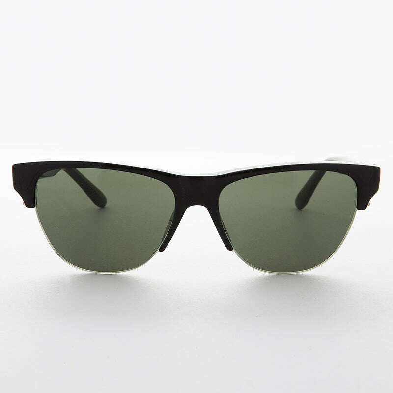 Semi-Rimless Mono Browline Vintage Sunglass - Garett