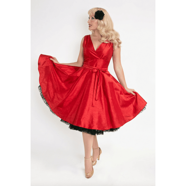 Serena Swing Dress - Shantung, Red