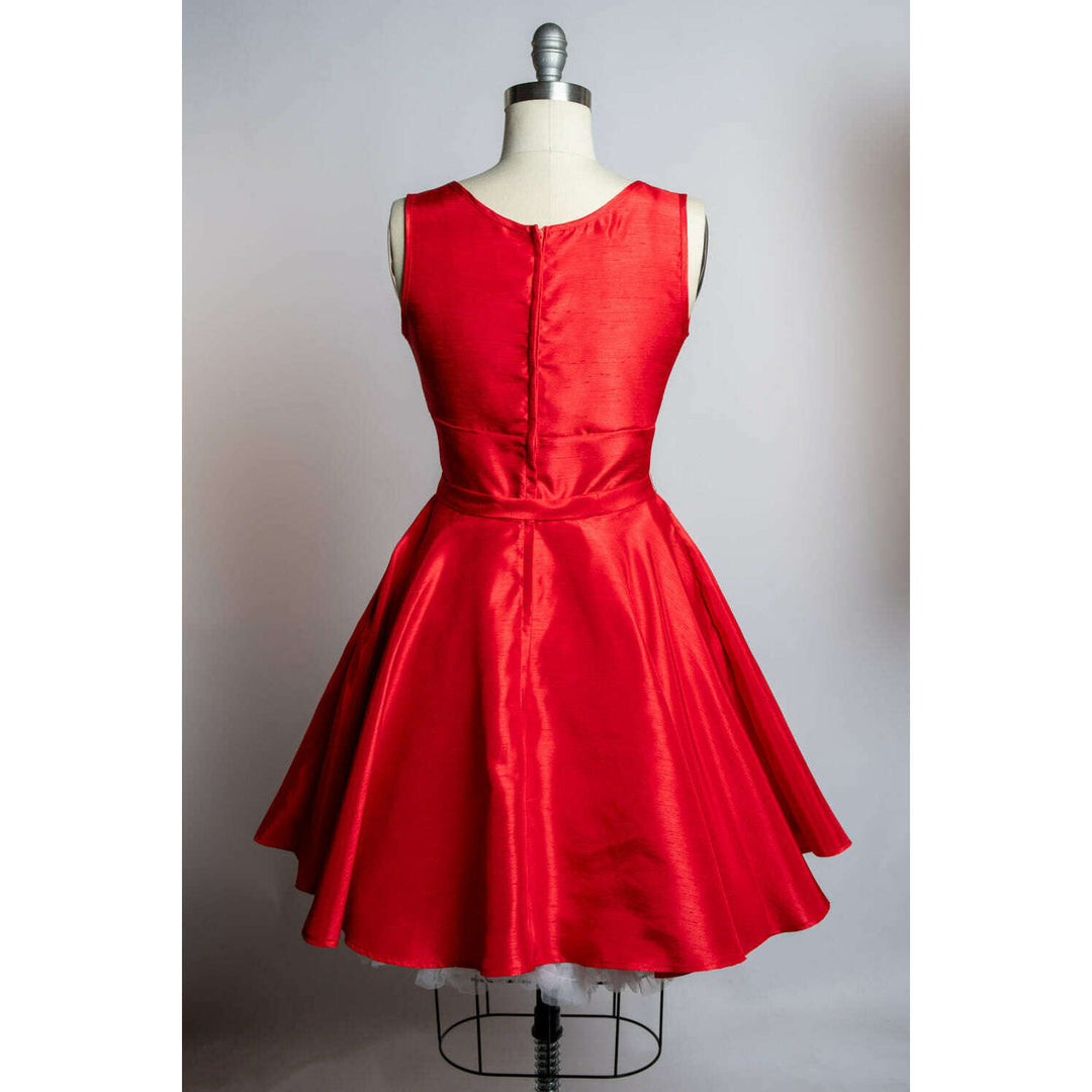 Serena Swing Dress - Shantung, Red