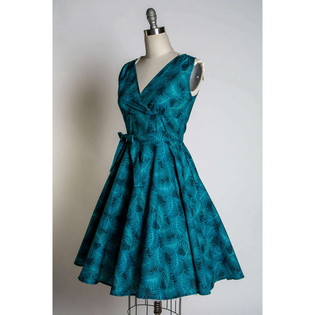 Serena Swing Dress- Teal Ferns