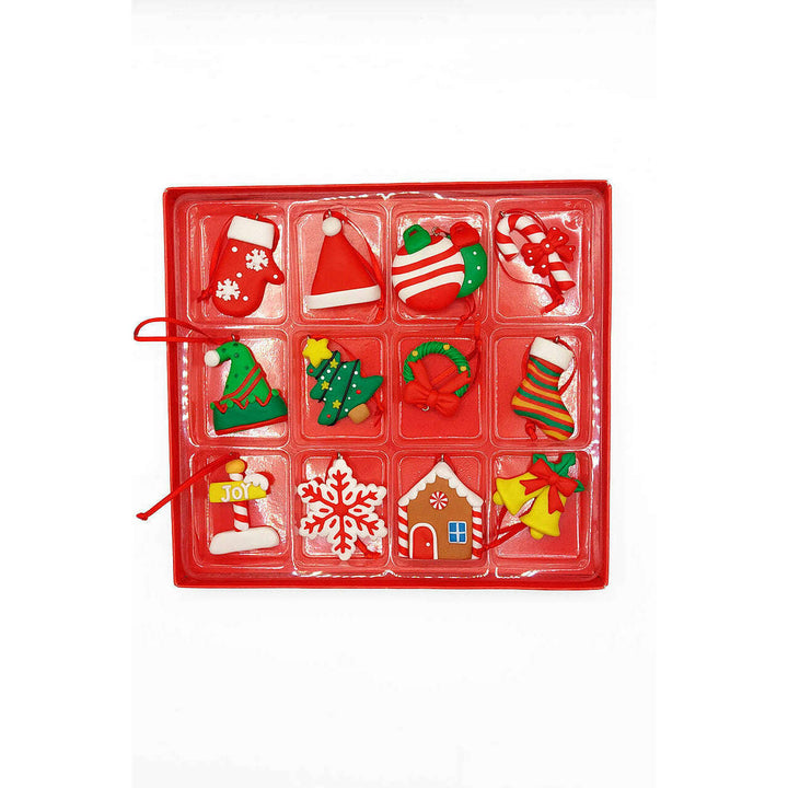 Set of 12 Small Christmas Gingerbread Ornaments. Wizardi Festive Decoration F07-N2-1-W2598