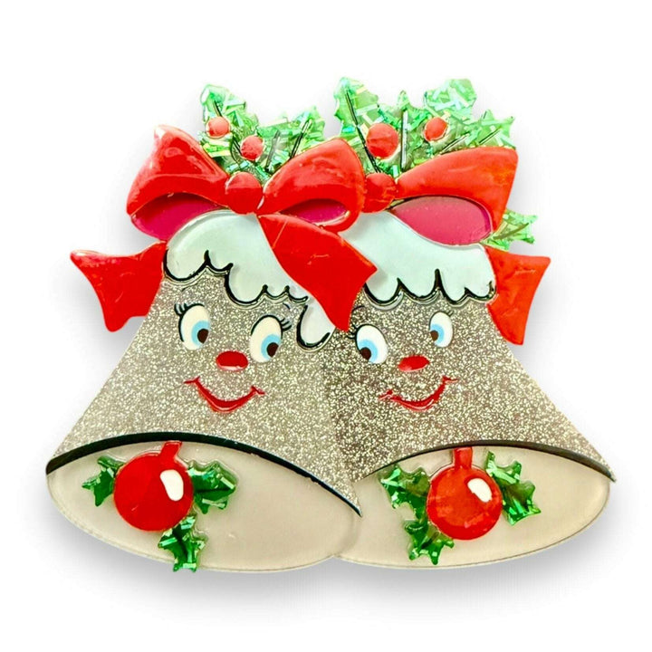 Silver Bells Brooch by Lipstick & Chrome – view 2