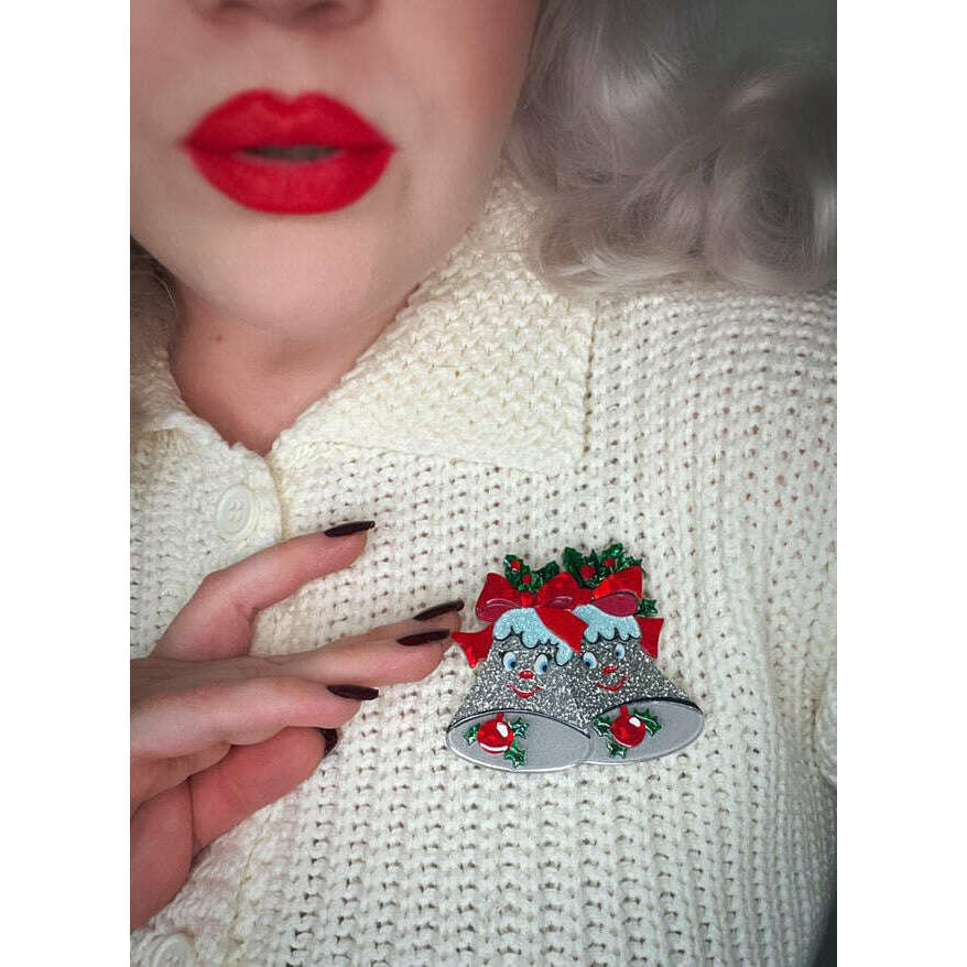Silver Bells Brooch by Lipstick & Chrome – view 3