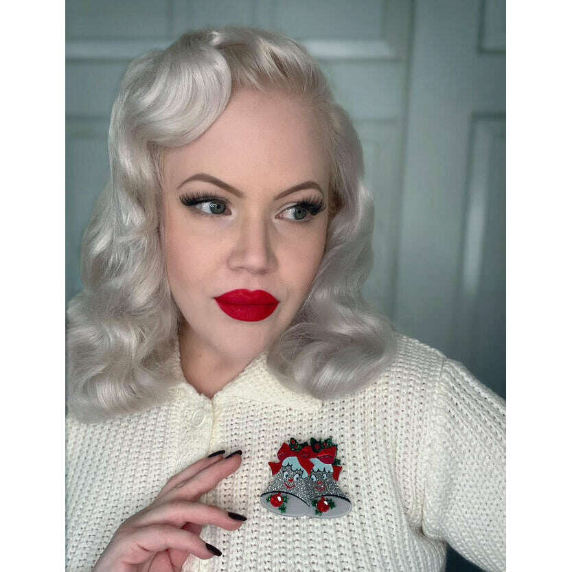 Silver Bells Brooch by Lipstick & Chrome – view 4