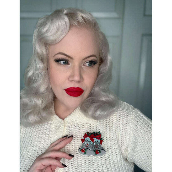 Silver Bells Brooch by Lipstick & Chrome – view 4