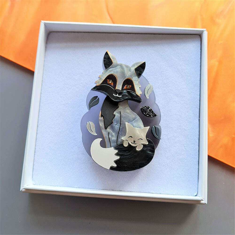 Silver Fox And Cub Brooch by Cherryloco Jewellery 2