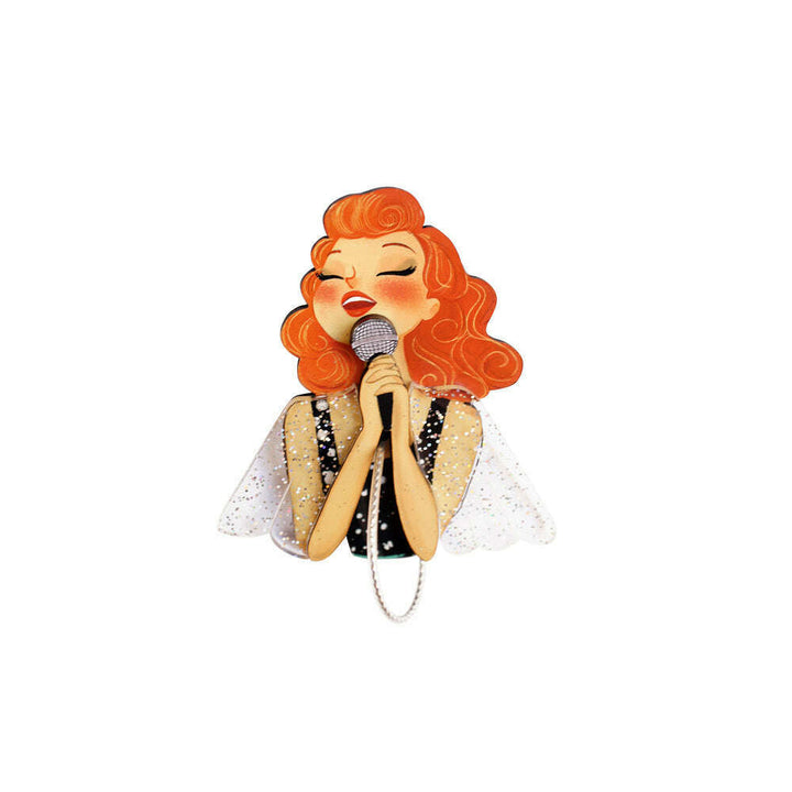Singer with Microphone Brooch by Laliblue 